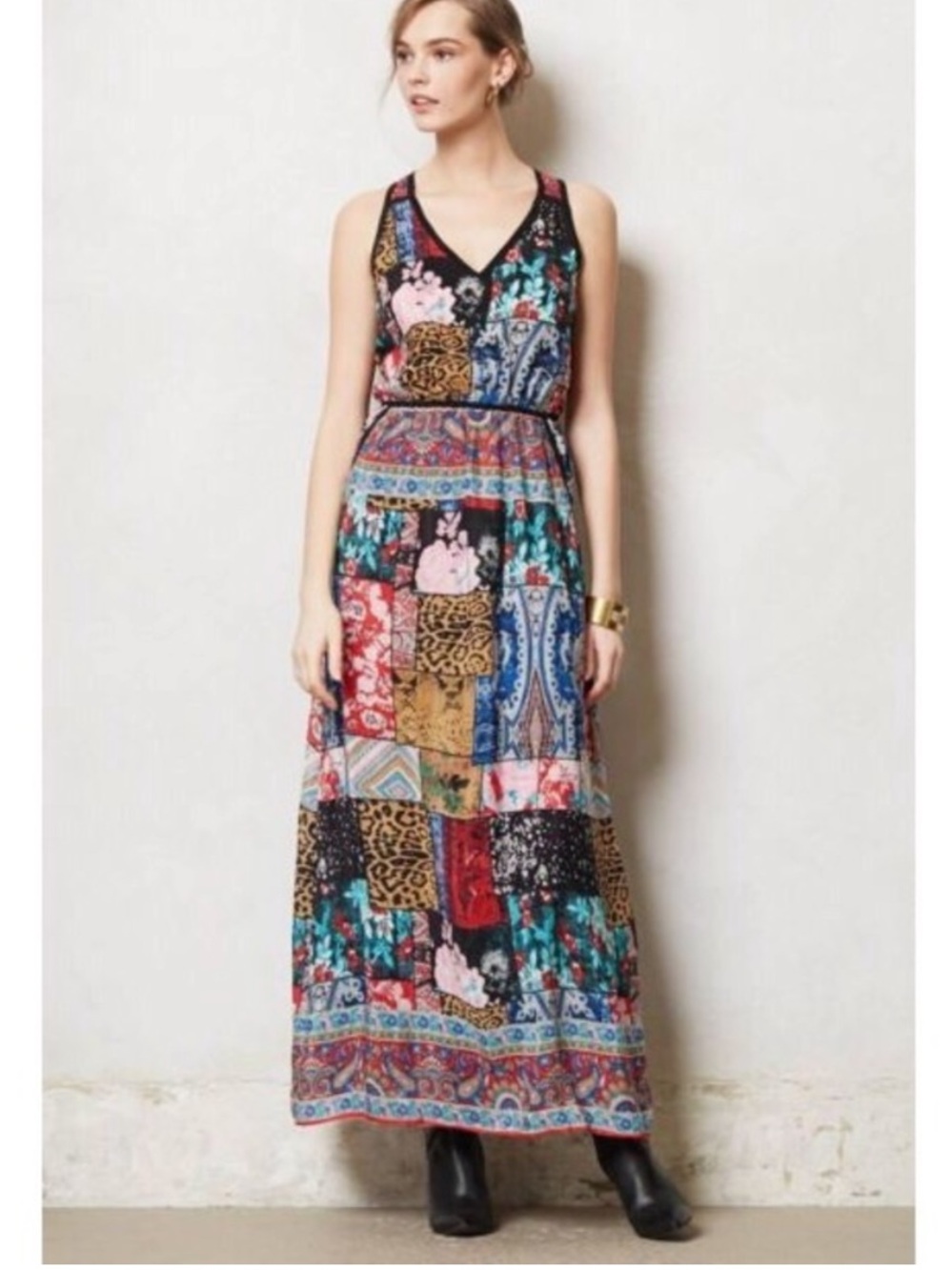 Anthropologie Tolani Multi Colored Print Sleeveless Maxi Dress
